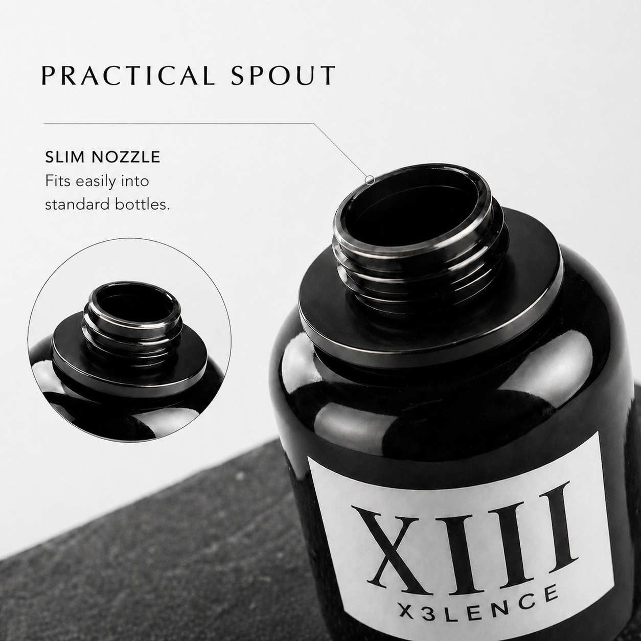 XIII Poeder Container Zwart - Maak van elke fles een shaker