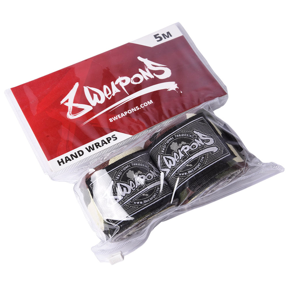 Bokshandwraps 5 m – Semi-elastisch – Camo – 8 WEAPONS