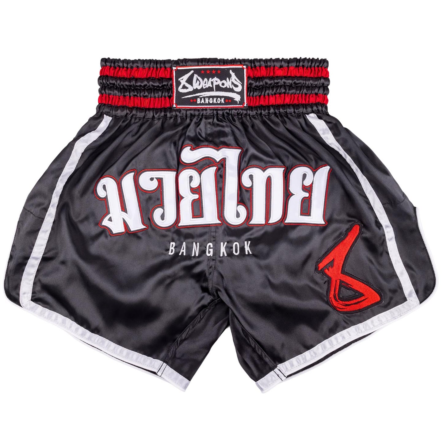 Muay Thai Shorts – Bangkok – Zwart/Wit – 8 WEAPONS