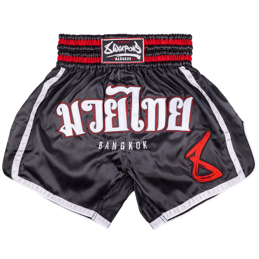 Muay Thai Shorts – Bangkok – Zwart/Wit – 8 WEAPONS