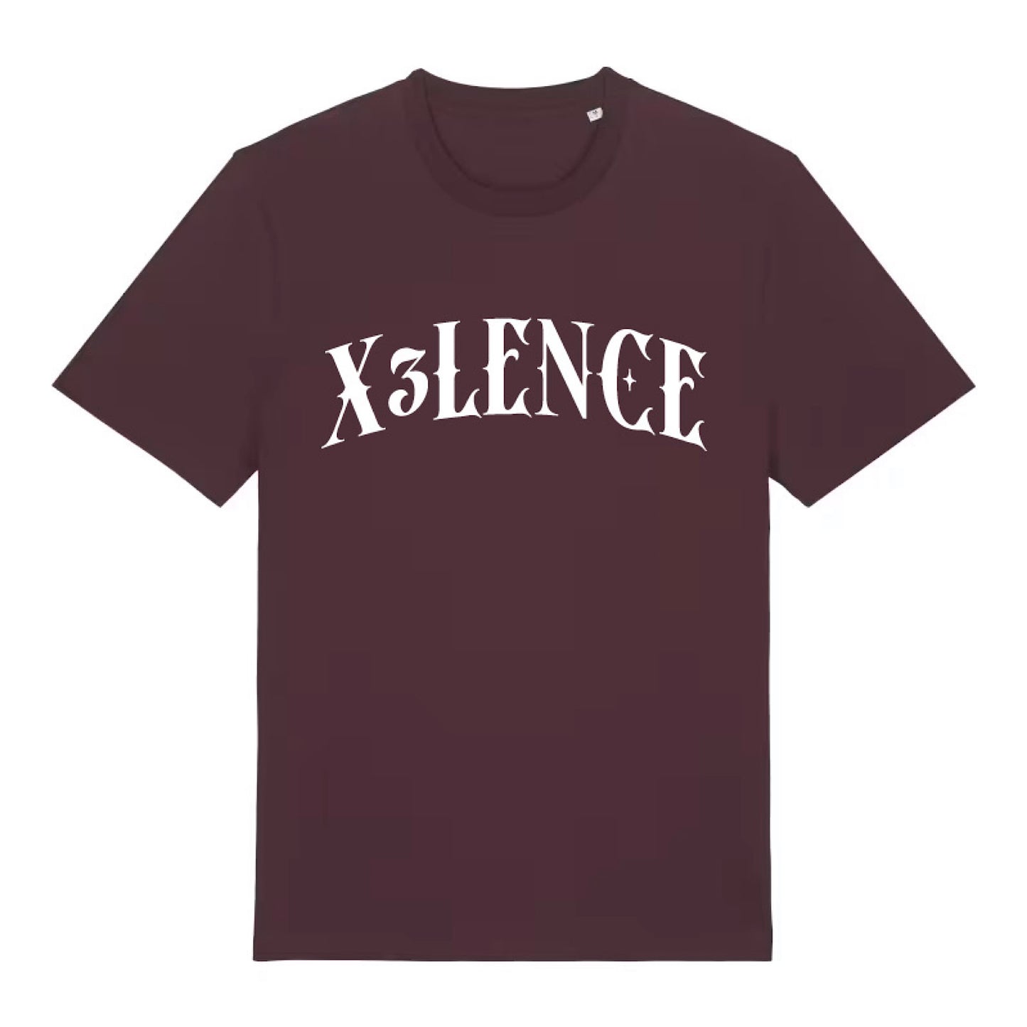 Bordeauxrood uniseks X3LENCE T-shirt van ademend biologisch katoen met wit logo, sportieve look